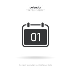 Minimal calendar symbol with day 1. Planning calendar icon for UI, mobile app, business, website.