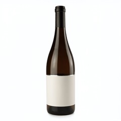 A blank wine bottle stands upright on a light background, showcasing its sleek design and minimalist label