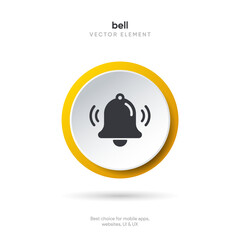 Notification bell alarm icon. Alarm symbol. Ringing bells. Incoming inbox message. Alarm clock and smartphone application alert. Social media element. New message symbol flat style. Stock vector.