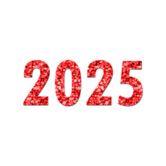 2025 new year red color 3d number illustration for celebrating holiday isolated on white color background