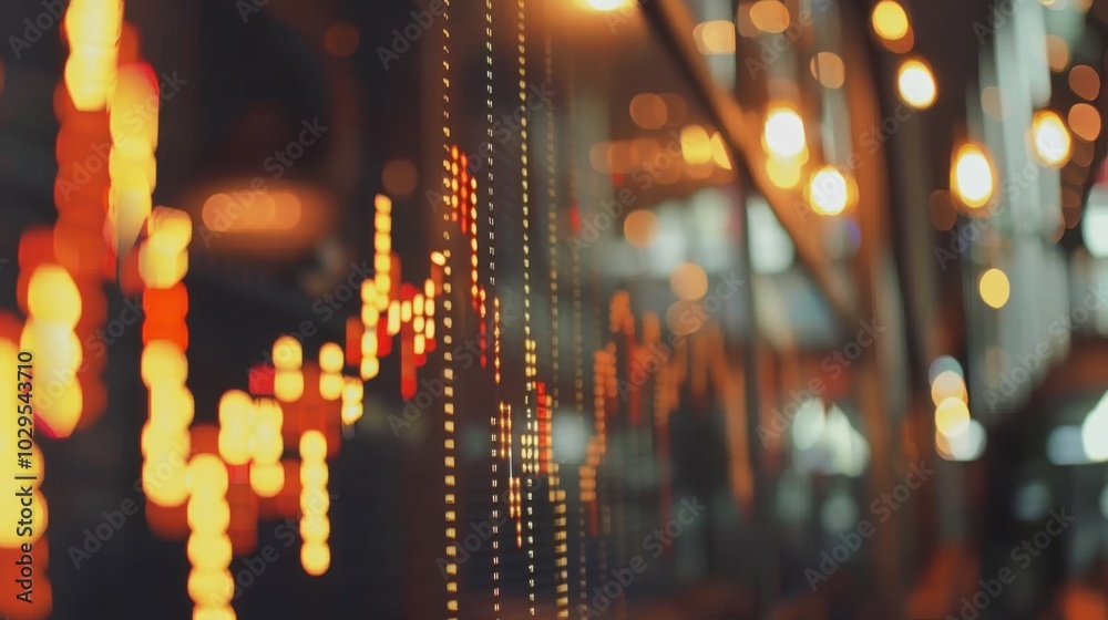 Poster abstract financial data visualization with bokeh effect