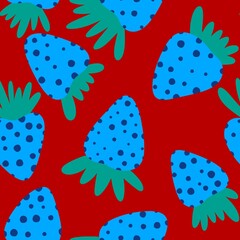 Cartoon summer fruit seamless strawberry pattern for birthday wrapping paper