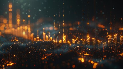 Fototapeta premium Abstract Data Visualization with Golden Particles