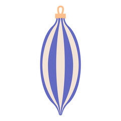 Blue and cream striped ornament hanging gracefully with a simple loop for holiday decoration