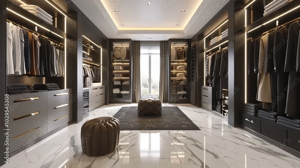 Wall mural Elegant Walk-In Closet with Modern Design Features