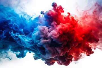 Obraz premium Realistic Isolated Red and Blue Smoke Effect on Transparent Background for Urban Decoration