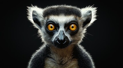 Fototapeta premium Realistic Portrait of a Lemur with Striking Eyes