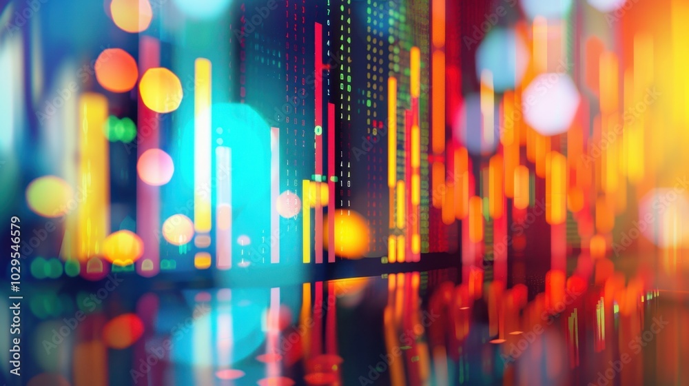 Poster colorful data visualization with abstract elements