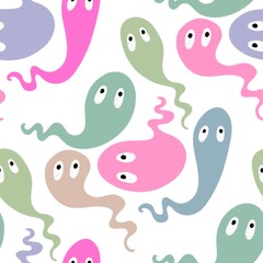 Halloween ghost seamless cartoon pattern for wrapping paper and fabrics
