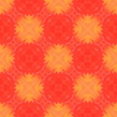Seamless yellow red watercolor ornamental texture, mosaic tile pattern, ethnic style