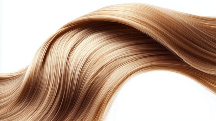 Flowing strands of silky blonde hair against a clean white background, capturing light and movement in an elegant display