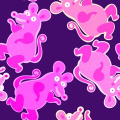 Cartoon animals seamless retro mouse pattern for fabrics and linens