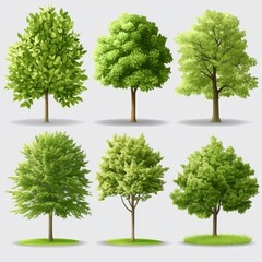 Obraz premium A collection of trees isolated on a transparent background with a soft shadow.