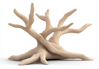 3D rendering of a dead withered tree isolated on a white background, used in a Halloween scene.