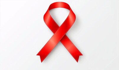 Isolated on a white background, a curly red ribbon for a Christmas and birthday banner.