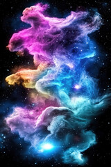 Space-themed background, deep space with stars and nebulas, dark blues and purples, futuristic and mystical 