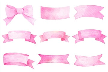 Fototapeta premium Frames and banners in pink that resemble watercolors