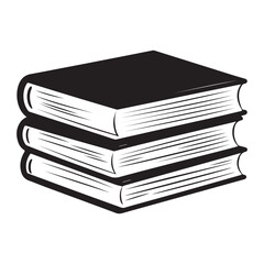 Books silhouette vector illustration on white background, Stacked books vector illustration