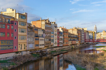 The colorful buildings of the old town on the river.