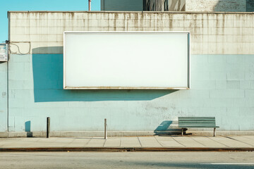 Rustic Billboard with Faded Paint on Industrial Wall
