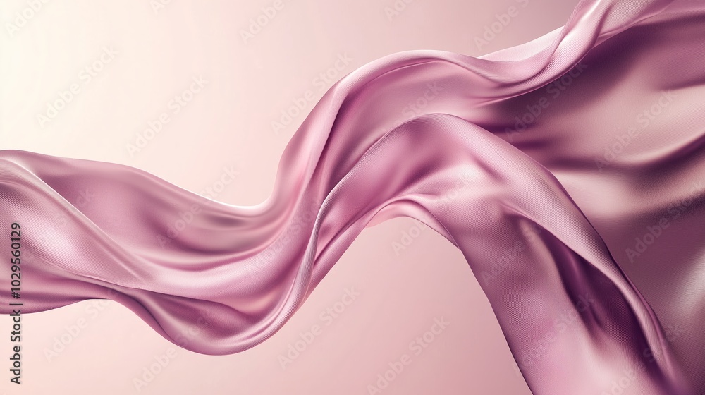 Canvas Prints Graceful pink fabric flowing elegantly against a soft pastel background in a serene and artistic setting