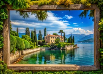 Scenic Portrait of Saint Vigilio Point at Lake Garda with Stunning Water View and Lush Surroundings