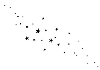 Stars on a white background for your design. Black star shooting with an elegant star. Meteoroid, comet, asteroid, stars sign, symbol, icon