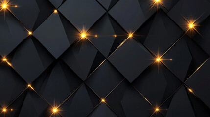 Abstract Black Diamond Pattern with Glowing Lights