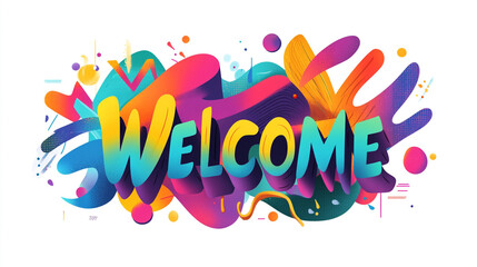 Fototapeta premium Colorful Welcome Banner with Abstract Shapes and Geometric Patterns