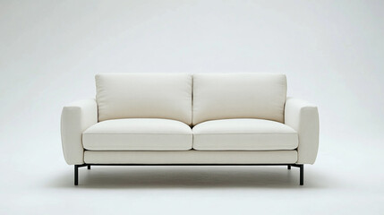 Modern White Sofa with Black Legs for Living Room Interior Design