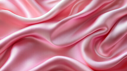 Obraz premium A close-up shot of a pink silk fabric with soft, flowing drapes, creating a smooth and elegant abstract background texture