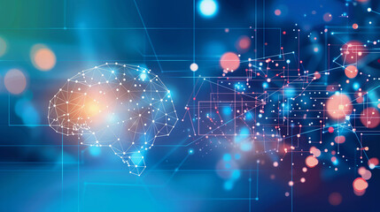 Obraz premium An illuminated brain shows intricate neural pathways, symbolizing cognitive diversity. Light points highlight the complexities of thought, revealing the interplay between perception and understanding.
