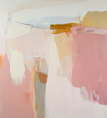 Soft Abstract Painting with Pale Pink, Beige, and Cream Tones in Subtle Textures