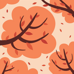 Autumn Illustration With Trees And Leafs