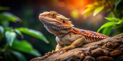Obraz premium Side View of a Bearded Dragon for Product Photography - Captivating Lizard Imagery for Pet Enthusiasts