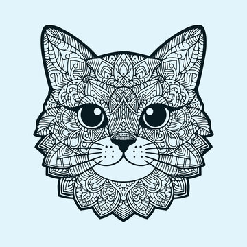 Elegant Cat Mandala Art for Tranquil Spaces