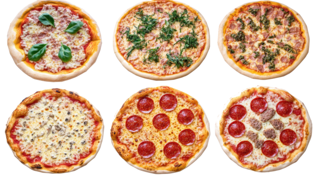 Classic Italian Pizzas With Assorted Toppings Generative AI