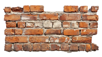 Close-up of an old, weathered brick wall showing texture and rustic charm. Ideal for backgrounds, architecture themes, or construction projects.