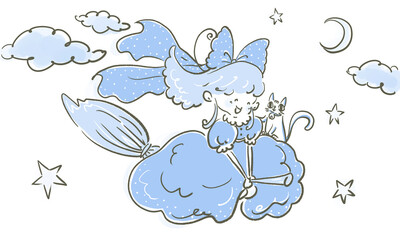 空を飛ぶ魔女の女の子