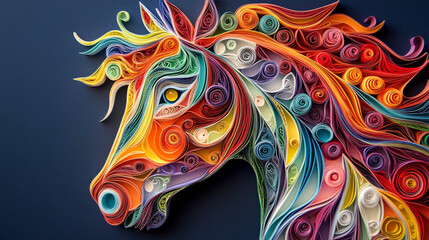 Obraz premium Colorful Paper Horse Art Abstract Animal Sculpture