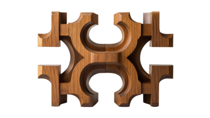 Wooden Puzzle Piece Isolated on Transparent Background