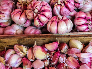 Garlic is sold at a street market in Sao Paulo
