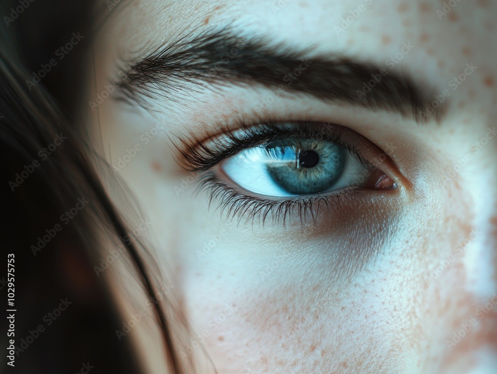 Canvas Prints Stylized Close-up Portrait of a Woman with Blue Eyes