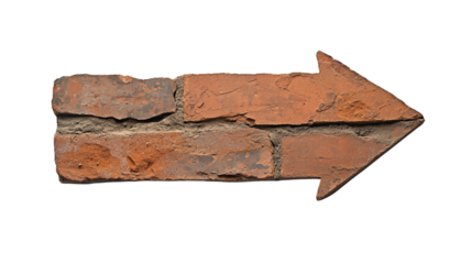 Rustic brick wall design with an arrow shape, ideal for architectural themes, construction concepts, and direction symbol visuals.