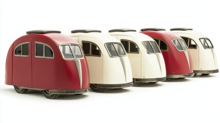 Naklejka premium Vintage Model Cars in a Row with Unique Designs