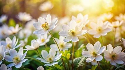 Fototapeta premium Spring Blossom Beauty: Close-Up of White Flowers in Natural Setting for Fashion Photography