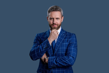 Fototapeta premium Businessman wearing formal suit. Man in suit representing leadership. Business leadership and success. Businessman leader in office. Business success. Professional leader CEO. Customer satisfaction