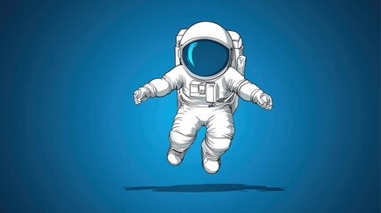Astronaut in Space Against Blue Background Illustration
