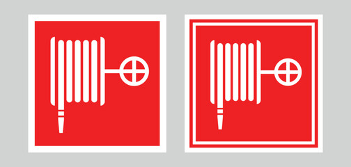 Fire hydrant sign. Fire safety symbol. Primary fire extinguishing agent. Firefighter attribute, danger.