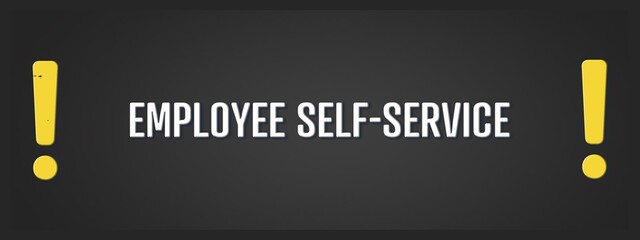 Employee Self-Service. A blackboard with white text. Illustration with grunge text style.